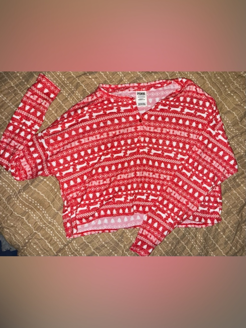 VS Pink Christmas PJ Top